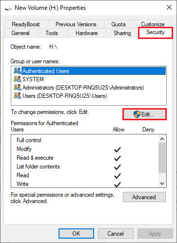 change permissions