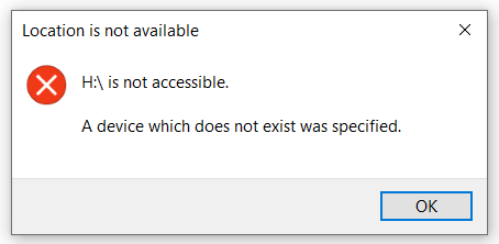a device which does not exist was specified