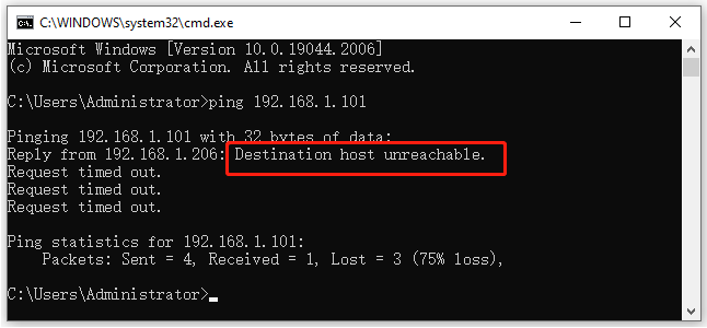 ip camera network unreachable
