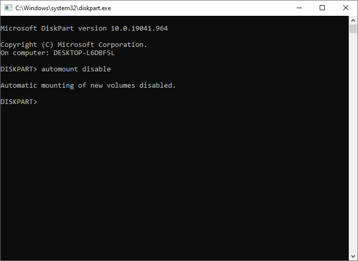 Chọn Disable automount
