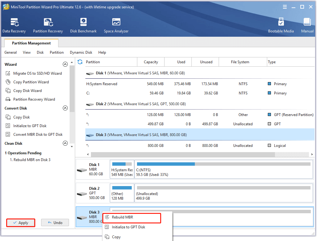 rebuild MBR using the MiniTool software