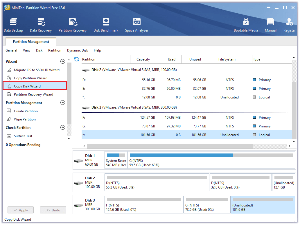 select Copy Disk Wizard option