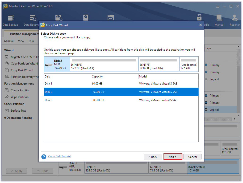 select the disk you want to copy