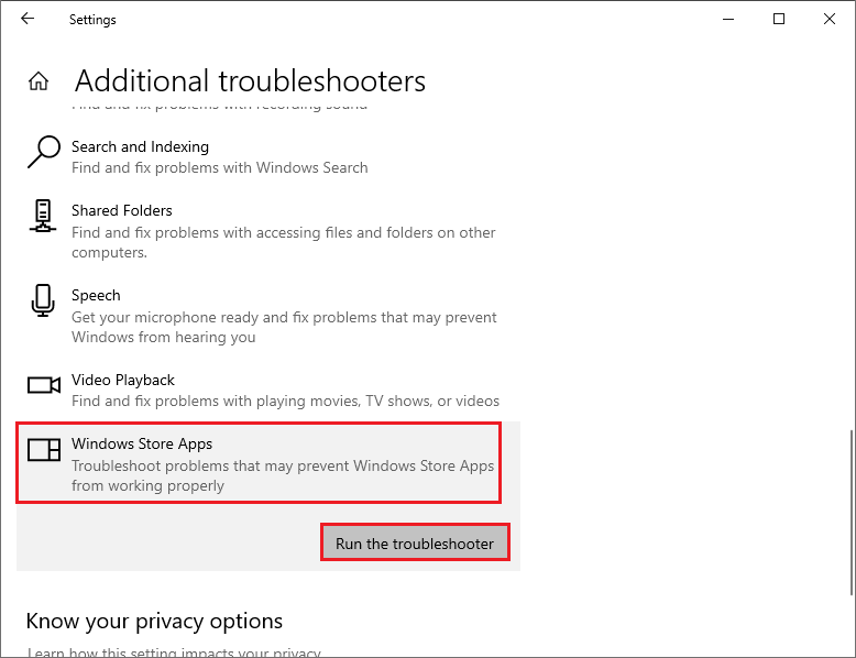 run Windows Store Apps troubleshooter