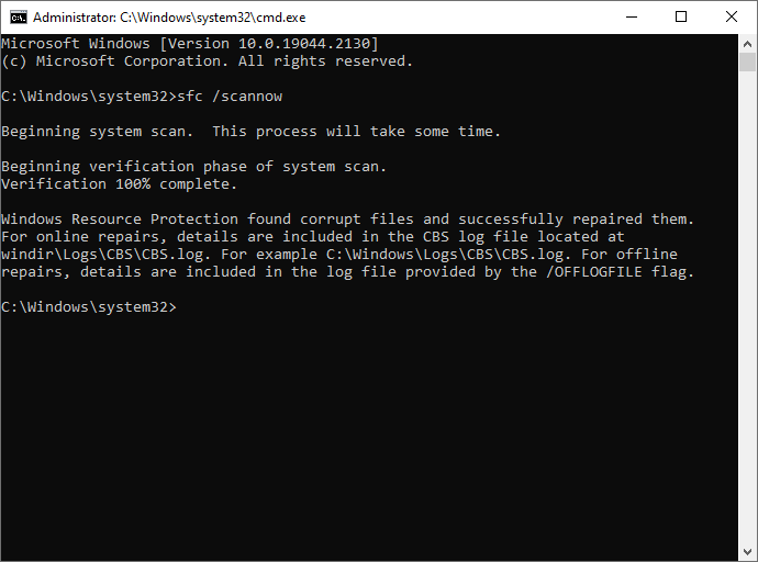 type the command