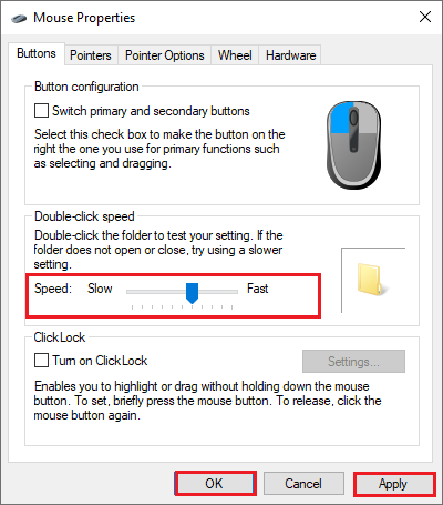change the double-click speed