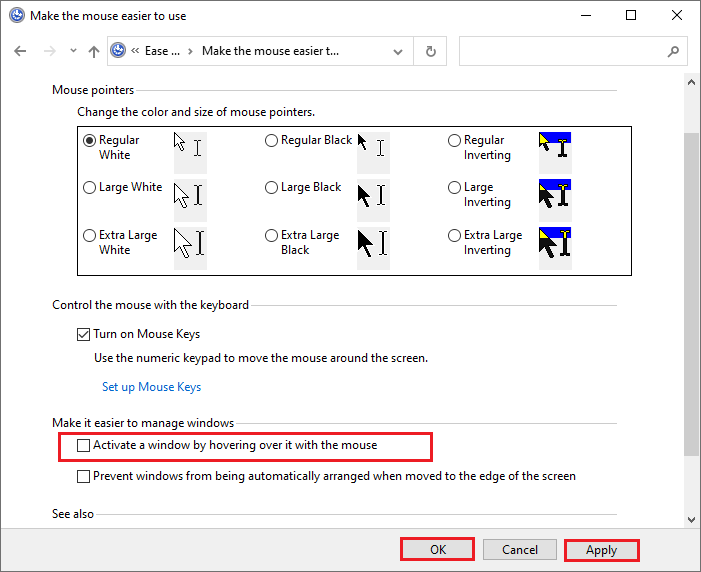 uncheck Activate a window by hovering over it with the mouse option