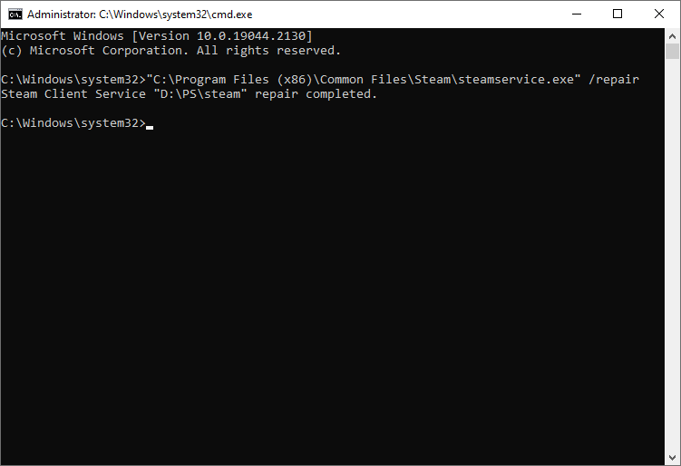 type the command