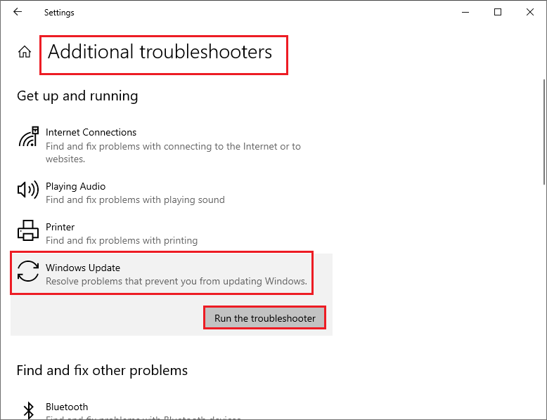troubleshoot the Windows Update