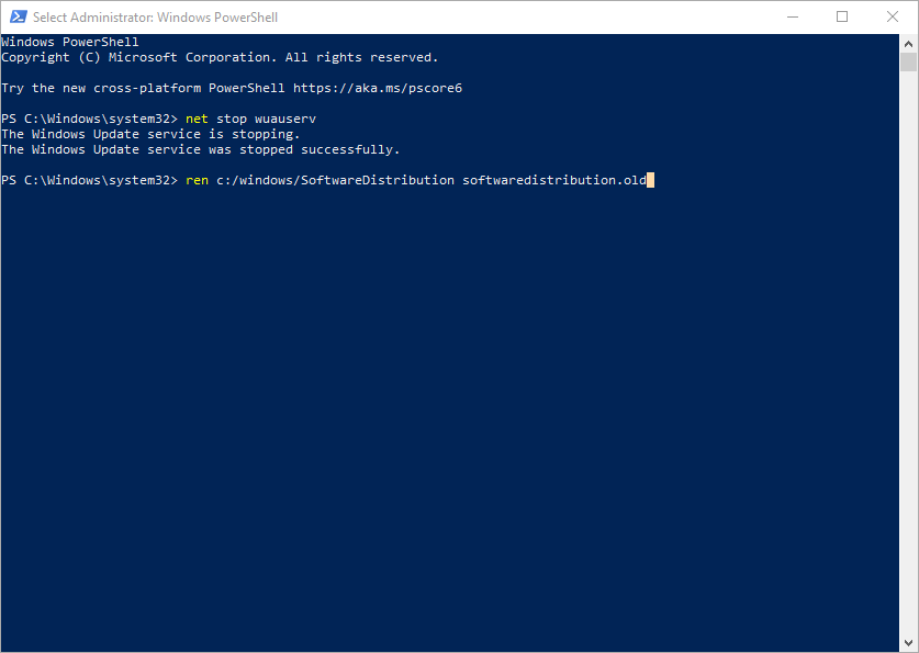 type command to clear the software distribution folder