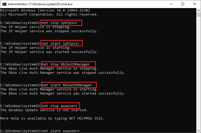 type the commands to restart the services