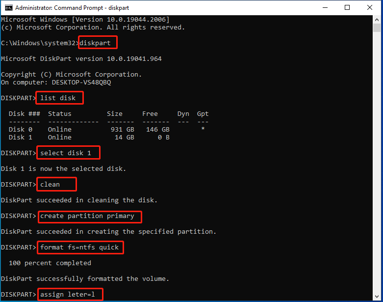 format the drive in Command Prompt