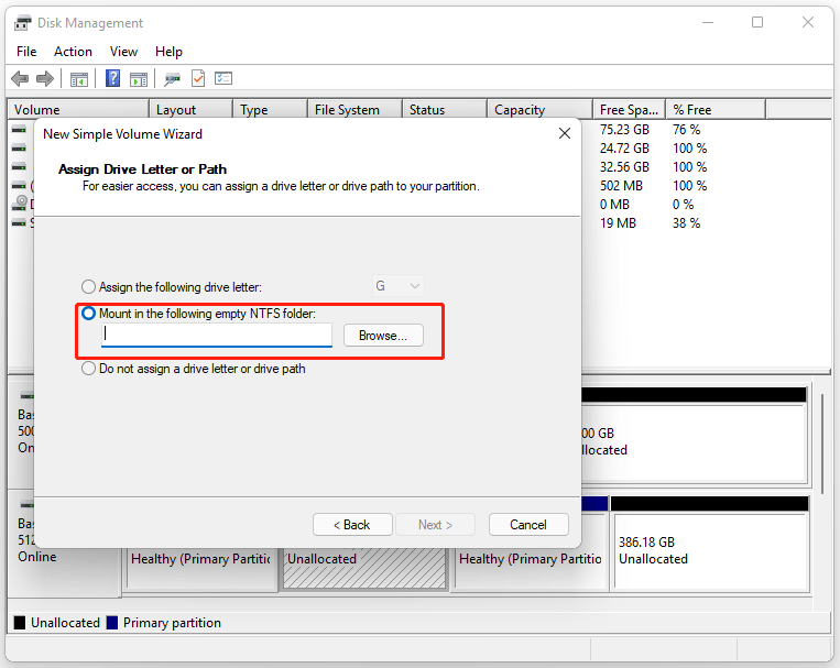 mount a drive as a folder