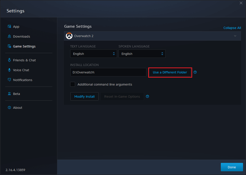 change the game folder