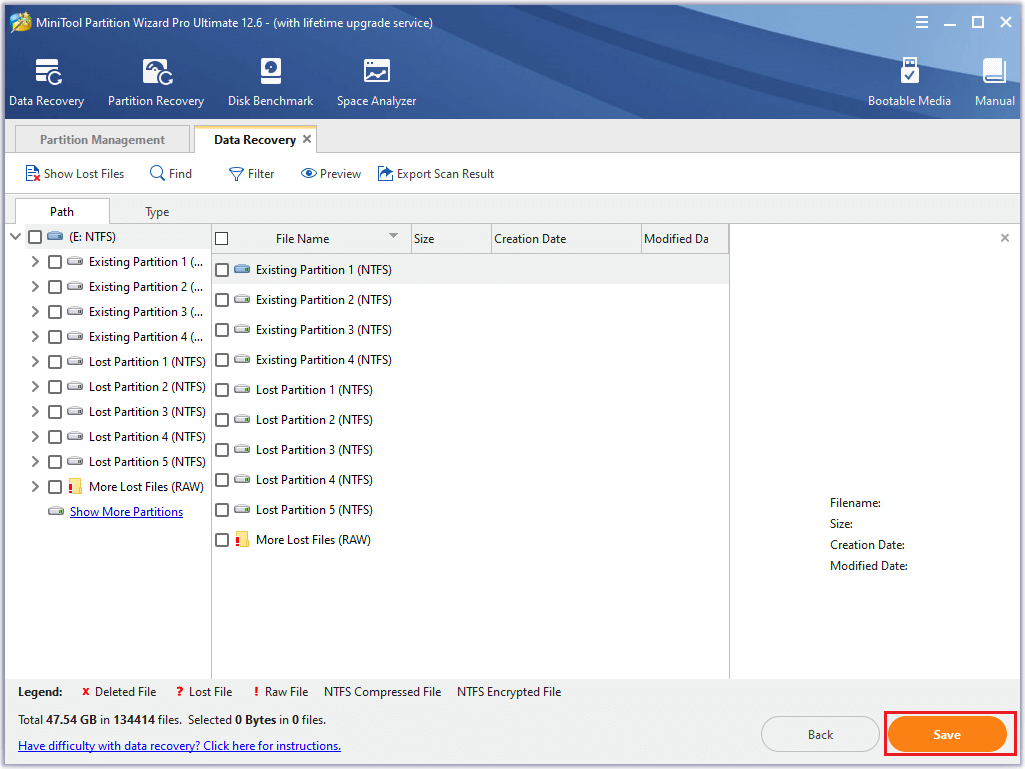 select the needed files to save