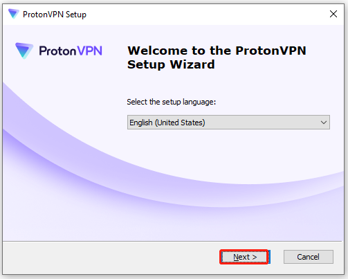 select ProtonVPN setup language