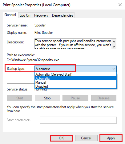 set the Startup type to Automatic