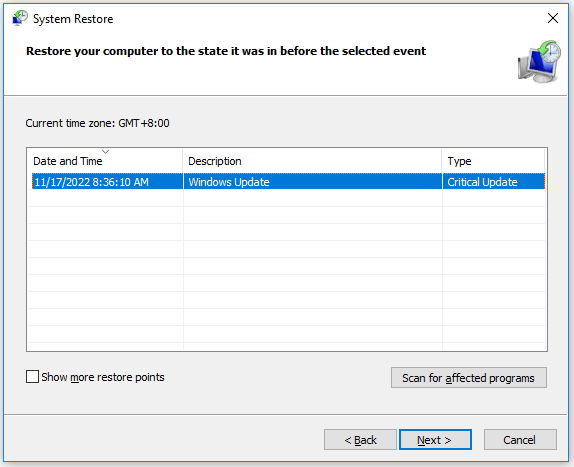 perform system restore