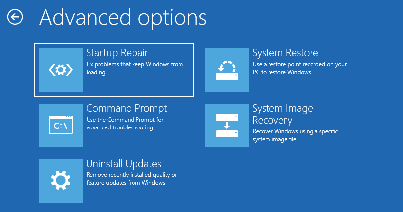 click Startup Repair