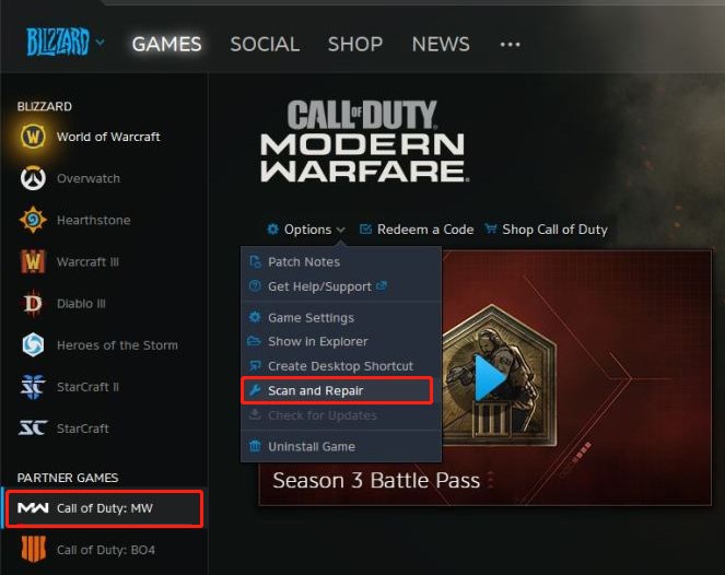 repair game files for Warzone