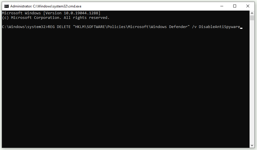 type the command
