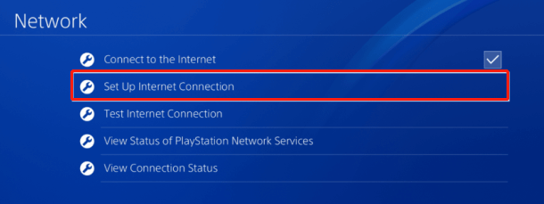 select Set Up Internet Connection PS4