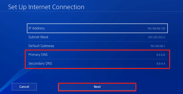 set Google DNS on PS4