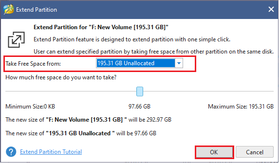 extend the partition