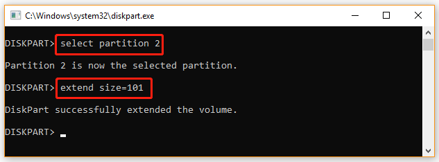 extend partition using Diskpart
