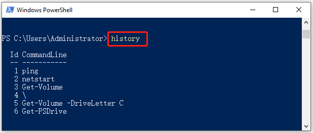 How can I see the Windows command line history in the cmd.exe?