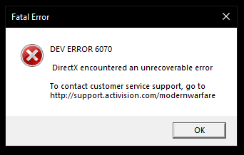 Dev Error 6070