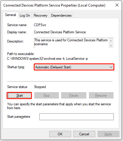 Enable the CDPSvc service