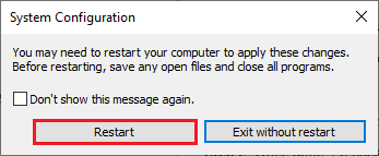 select Restart