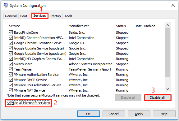 hide all Microsoft services