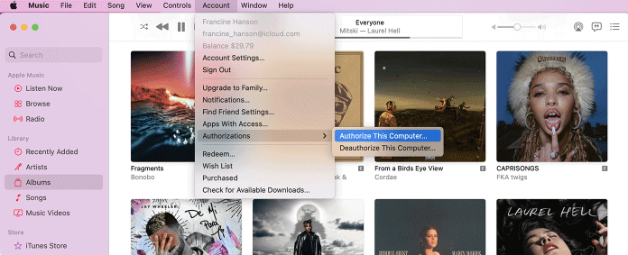 authorize computer for iTunes