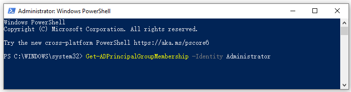 get all group memberships for Administer using PowerShell