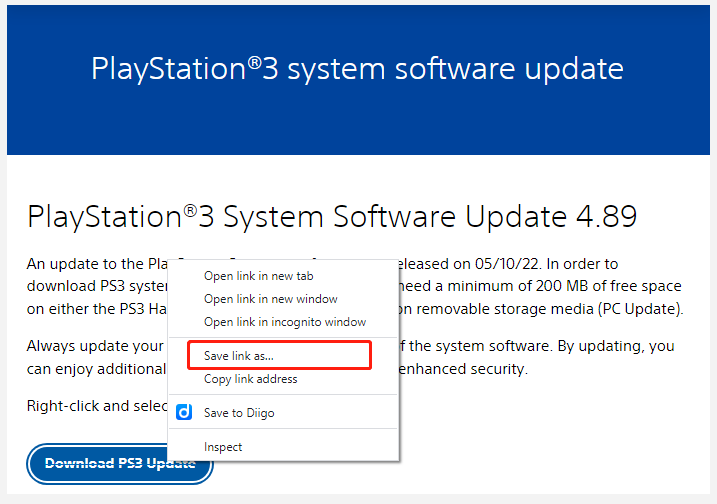 download the PS3 System Software Update