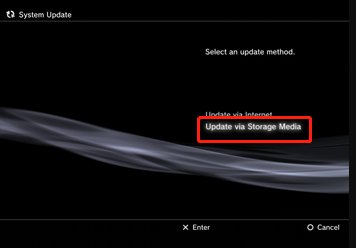 select Update via Storage Media on PS3