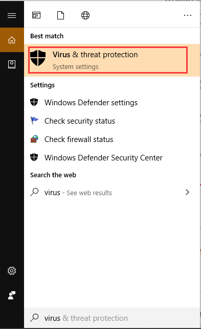 select Virus and threat protection