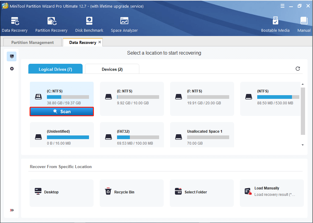 Select the partition to scan