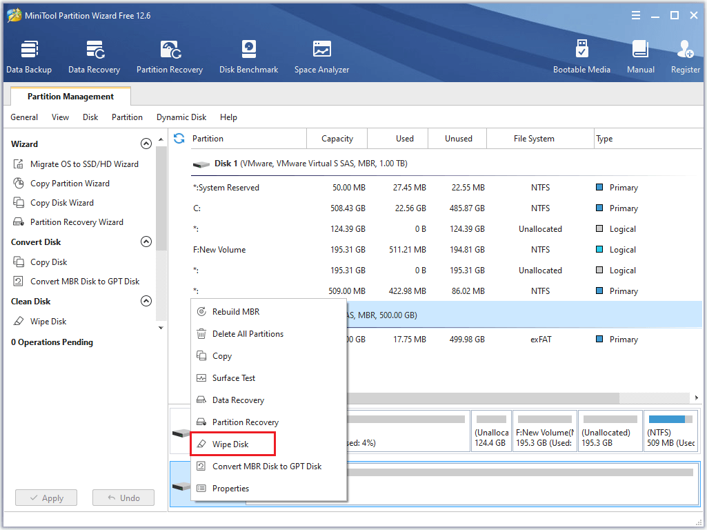 select Wipe Disk
