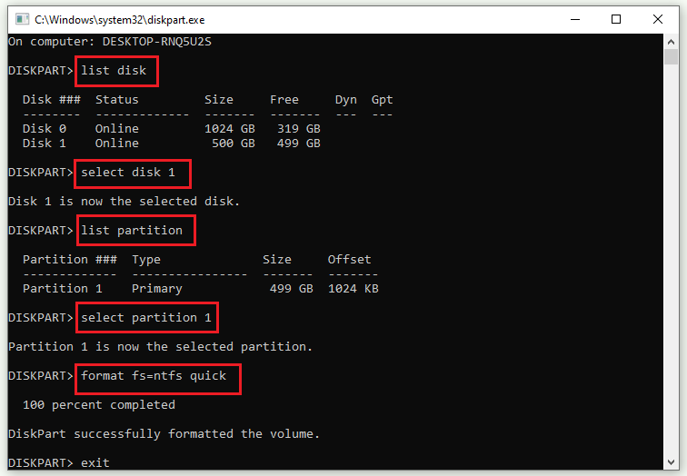 format the partition