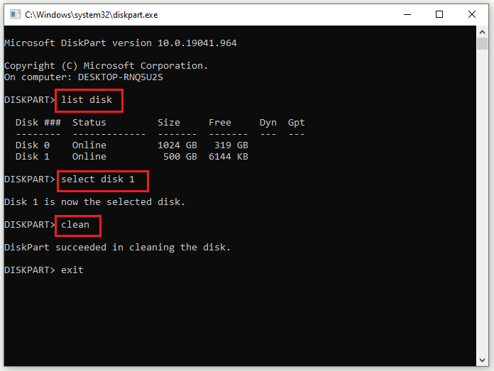 wipe the disk