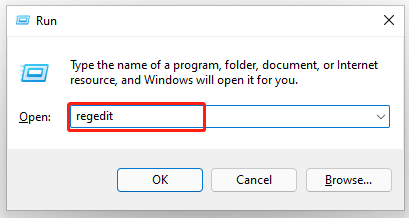 type regedit in the Run box