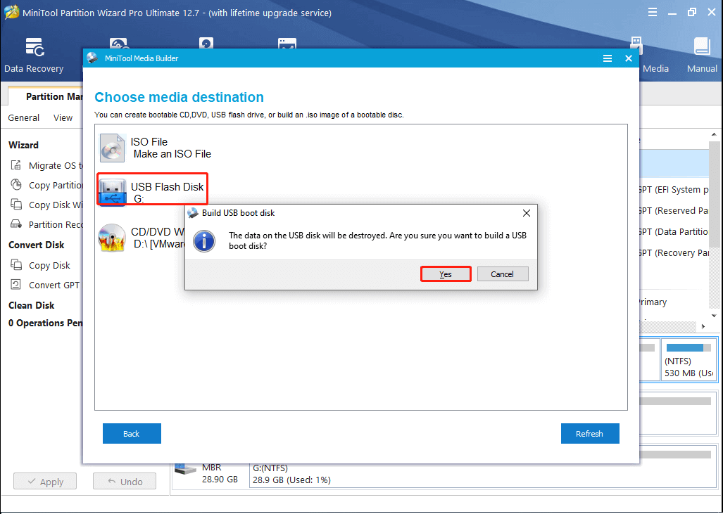 Select USB Flash Disk to create bootable media