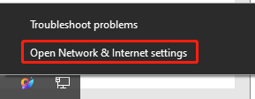 select Open Network and Internet settings