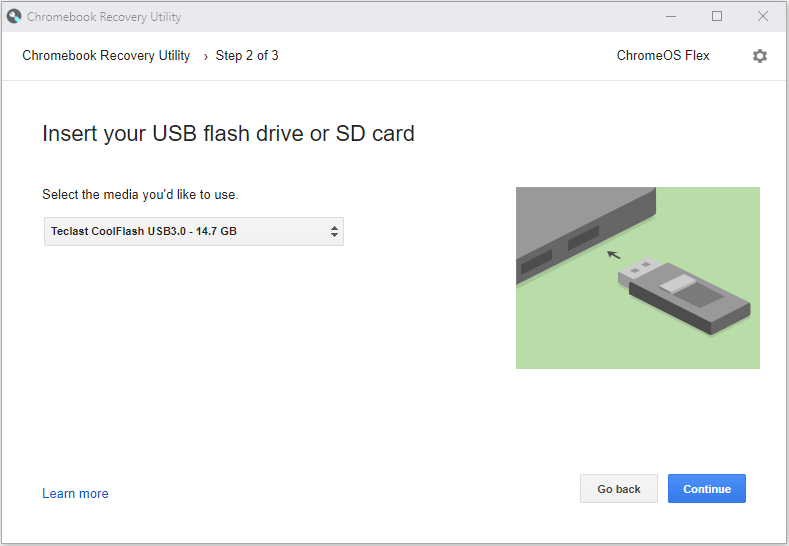 select a USB drive