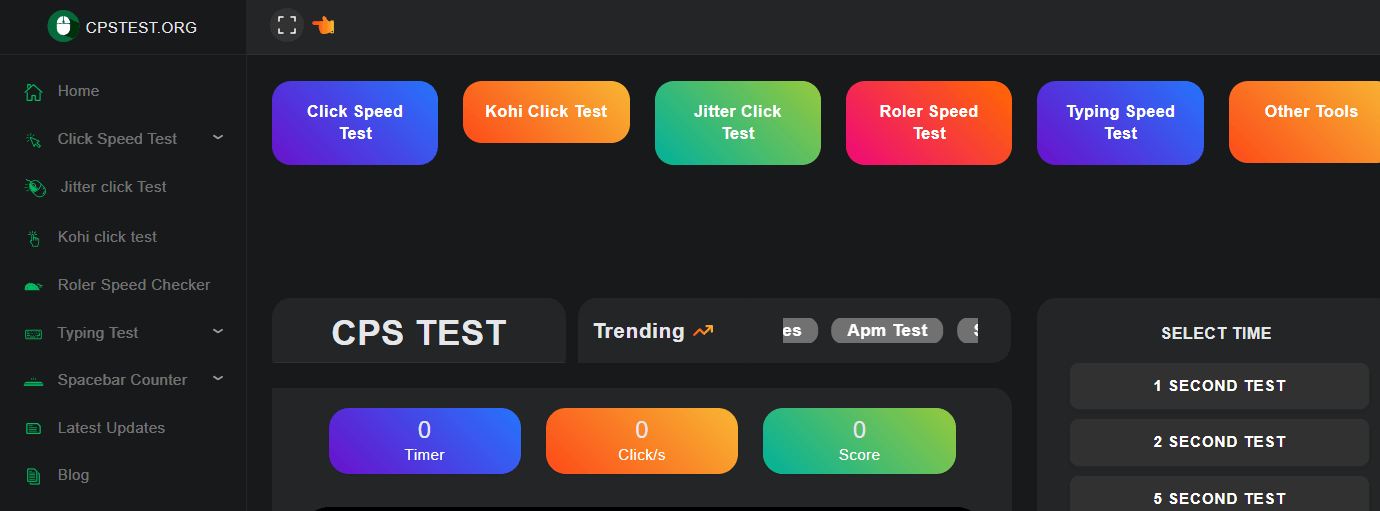CPS Test / CPS Tester - Check Your CPS with Clicks Tracking Chart