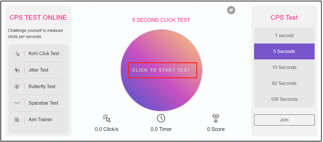 CPS Test  Play Online Now