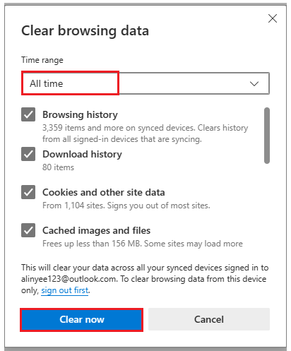 clear browsing data
